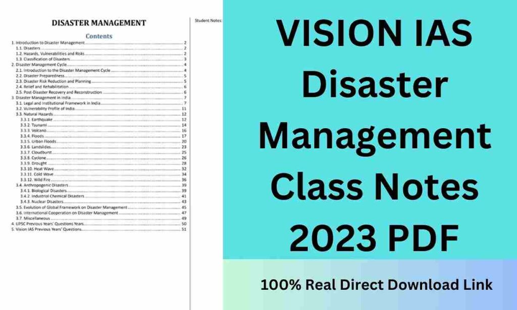 VISION IAS Disaster Management Class Notes 2023 PDF